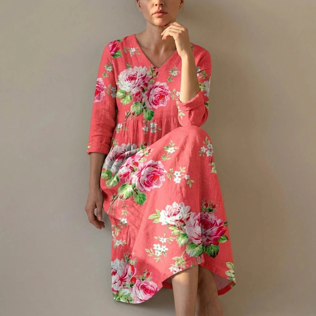 Floral V-Neck Lightweight Day Maxi Dress