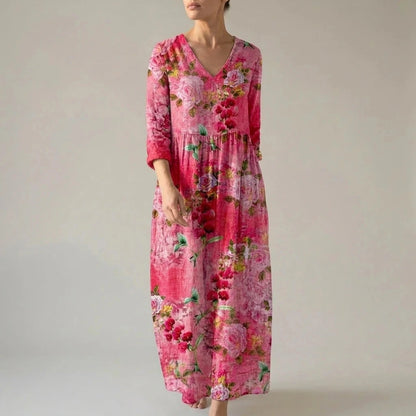 Floral V-Neck Lightweight Day Maxi Dress