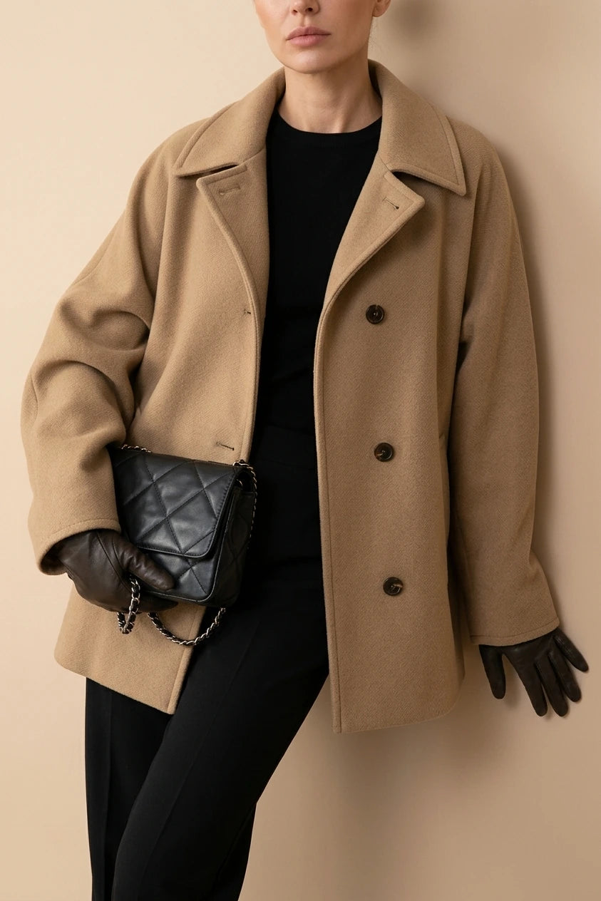 Women's Oversized Coat Button-Up Long Sleeve Relaxed Fit — variant_front