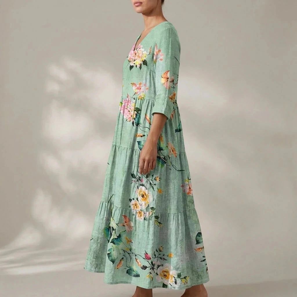 Floral V-Neck Lightweight Day Maxi Dress