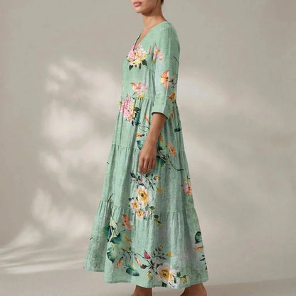 Floral V-Neck Lightweight Day Maxi Dress