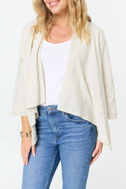 3/4 Sleeve Relaxed Waterfall Cardigan