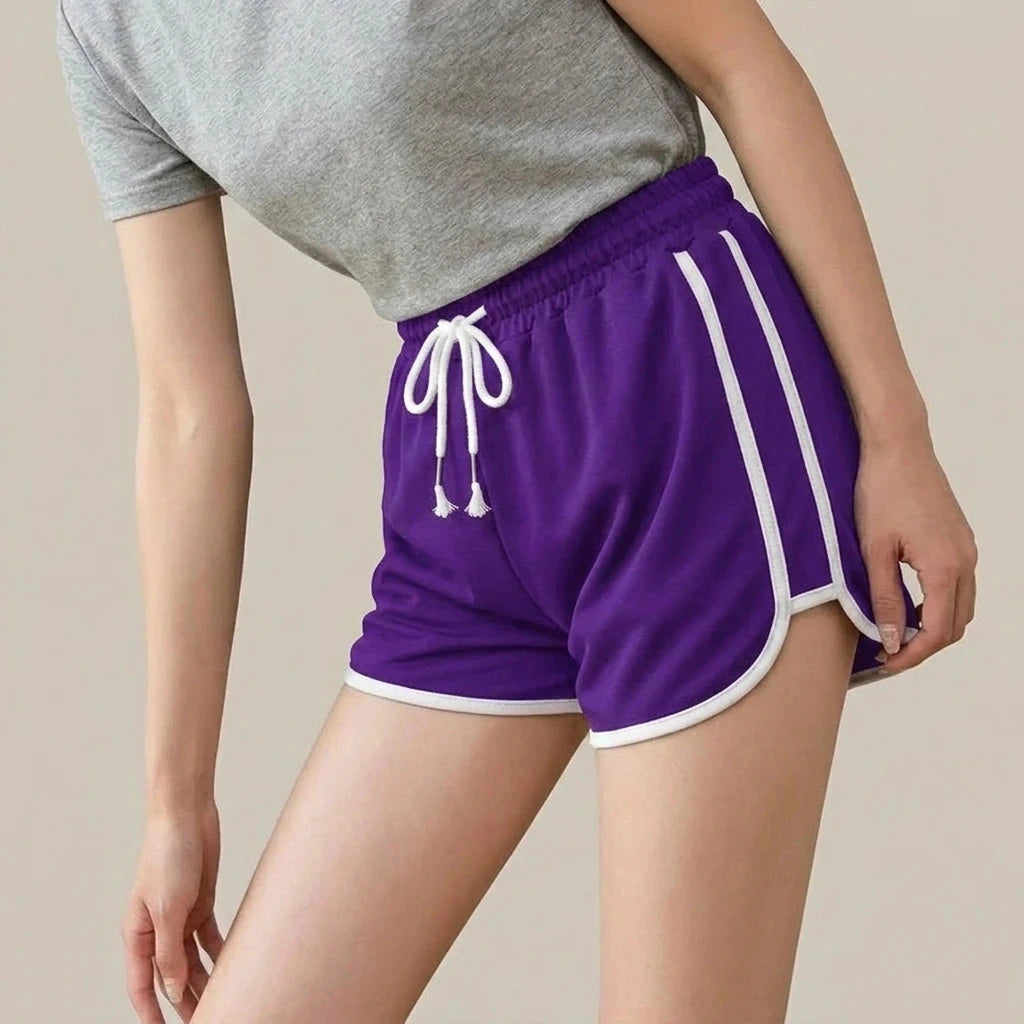 Drawstring Striped High Waist Sport Shorts