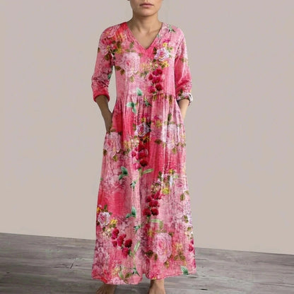 Floral V-Neck Lightweight Day Maxi Dress