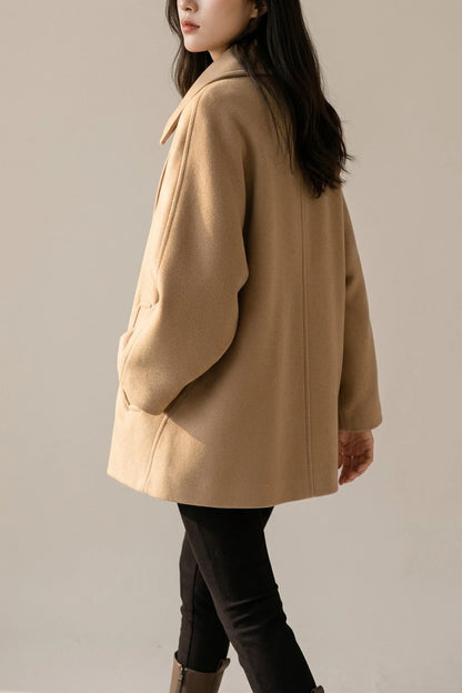 Women's Oversized Button-Front Coat with Collar — variant_front