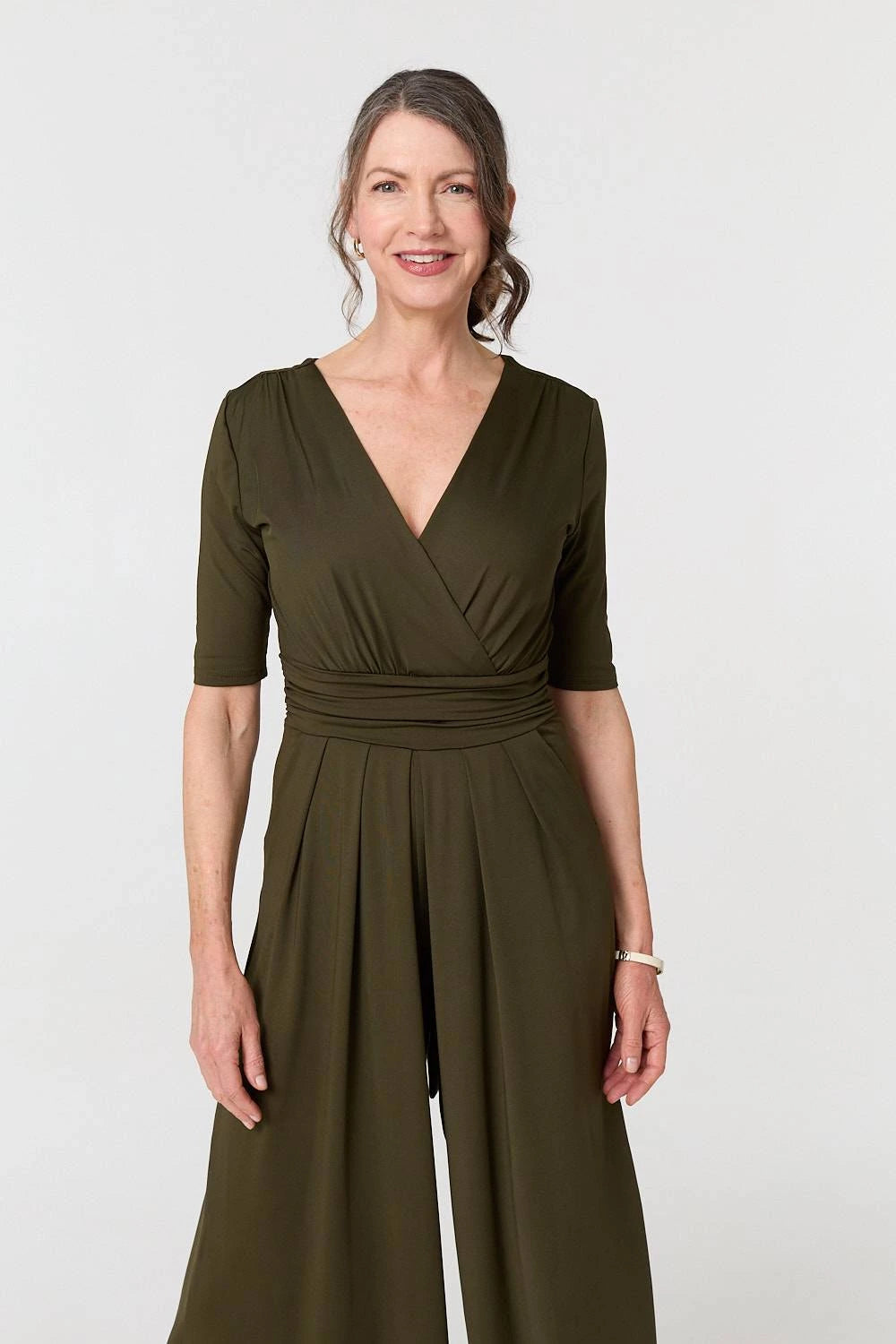 1/2 Sleeve Wrap Waist Wide Leg Jumpsuit
