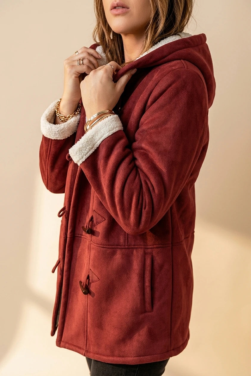 Cosy Hooded Sherpa Lined Jacket with Toggle Closure — variant_front
