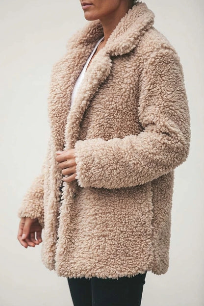 Cosy Oversized Teddy Coat with Wide Lapels — variant_front
