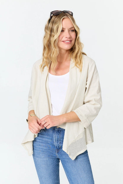 3/4 Sleeve Relaxed Waterfall Cardigan