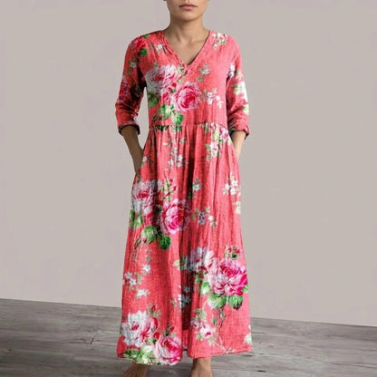 Floral V-Neck Lightweight Day Maxi Dress