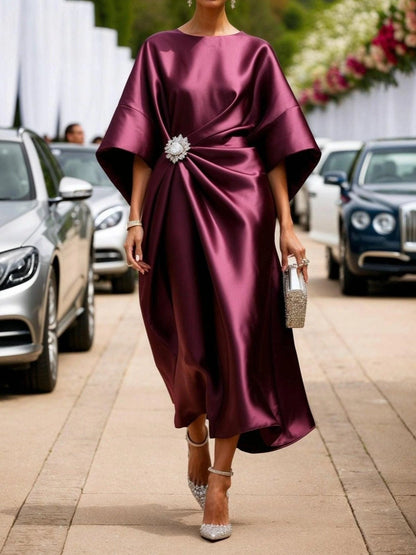 A-Line Maxi Dress with Boat Neck for Women