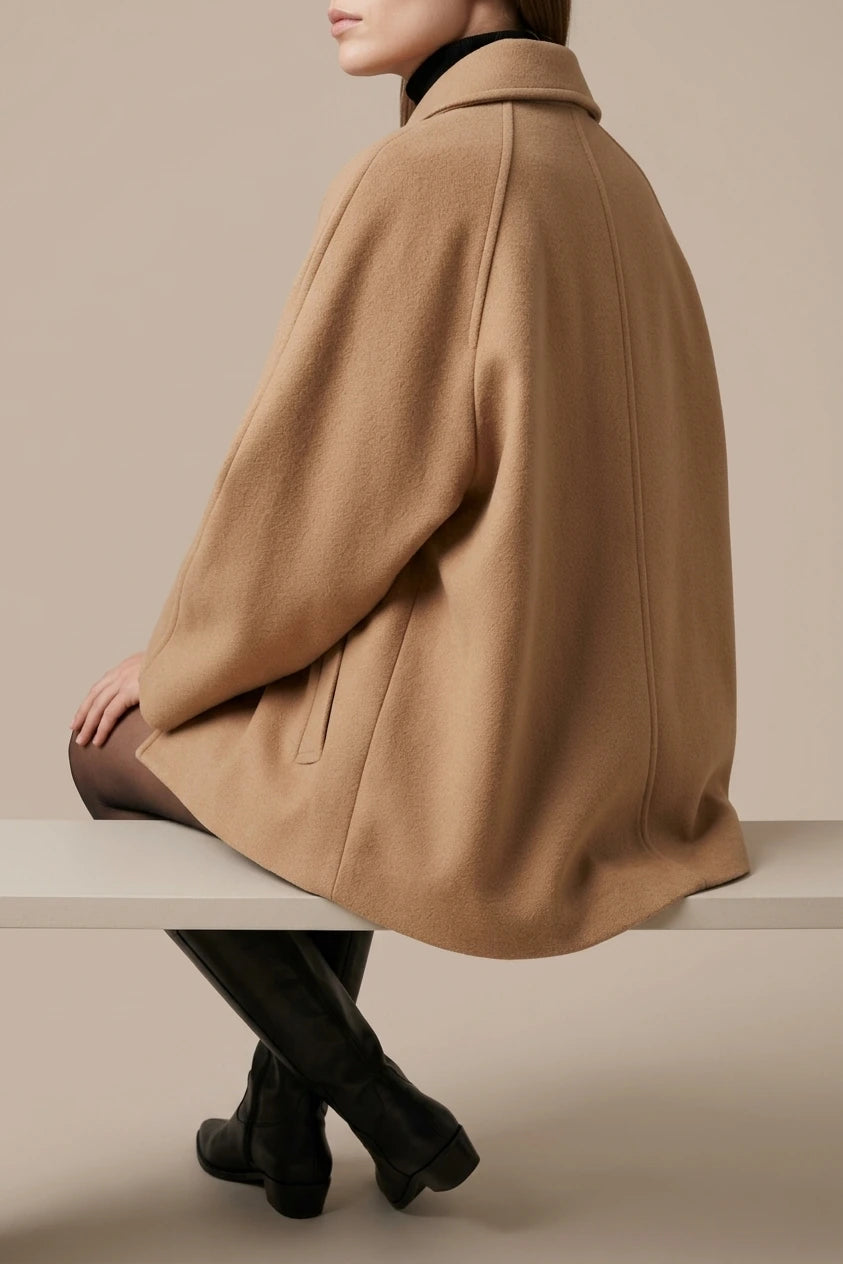 Women's Oversized Single-Breasted Wool Coat Short Fit — variant_front