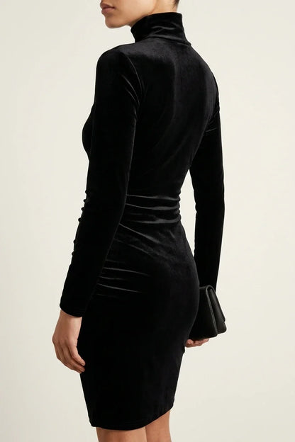 Camille | Ruched Velvet Midi Dress — variant_front
