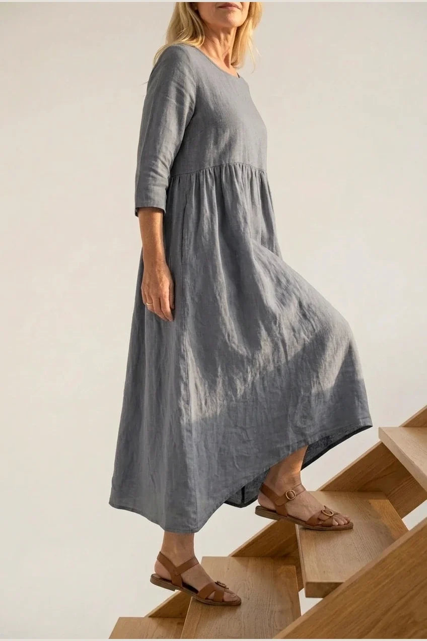Beatrice | Three Quarter Sleeve Midi Dress — variant_front