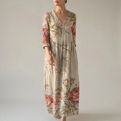 Floral V-Neck Lightweight Day Maxi Dress