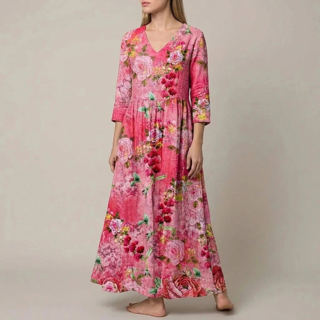 Floral V-Neck Lightweight Day Maxi Dress