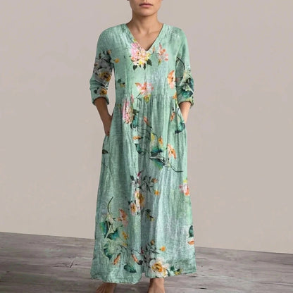 Floral V-Neck Lightweight Day Maxi Dress