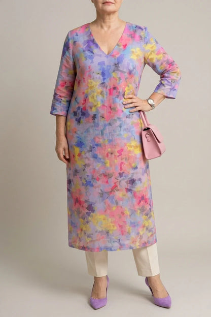 Benson | Abstract Floral Midi Dress — variant_front