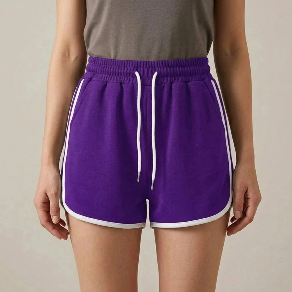 Drawstring Striped High Waist Sport Shorts