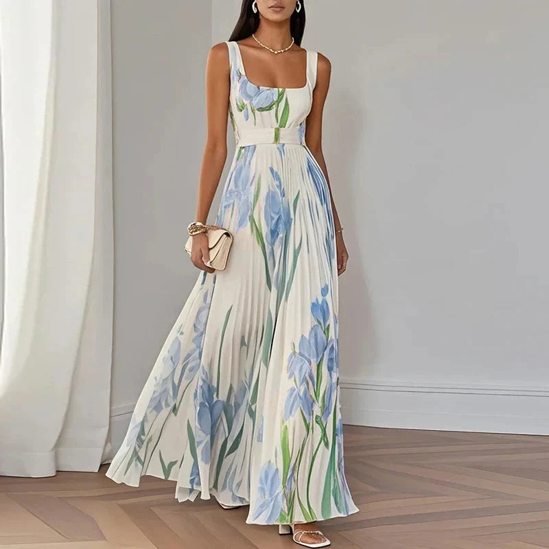 Wedding Guest A-Line Maxi Dress – Floral Print Women