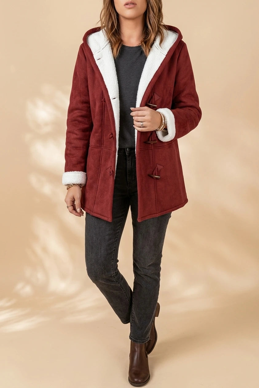 Cosy Hooded Sherpa Lined Jacket with Toggle Closure — variant_front