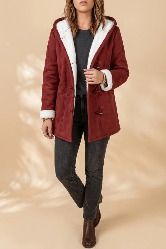 Cosy Hooded Sherpa Lined Jacket with Toggle Closure — variant_front