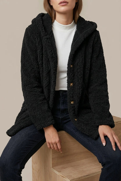 Women's Textured Button-Front Coat Relaxed Fit — variant_front