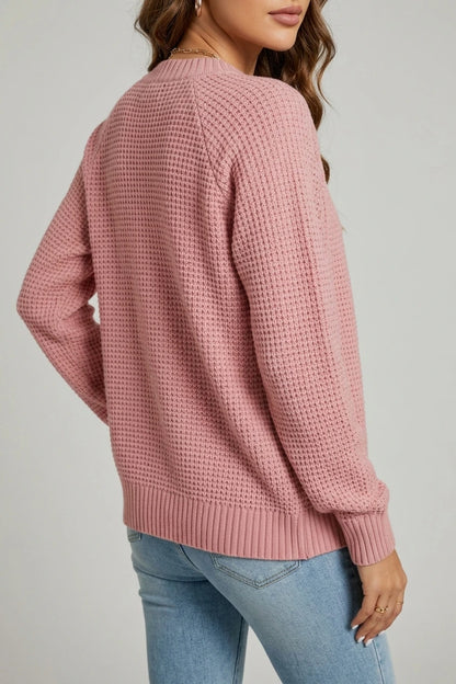 Women's Zip-Up Cardigan with Long Sleeves and Round Neck — variant_front