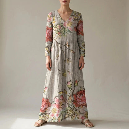 Floral V-Neck Lightweight Day Maxi Dress