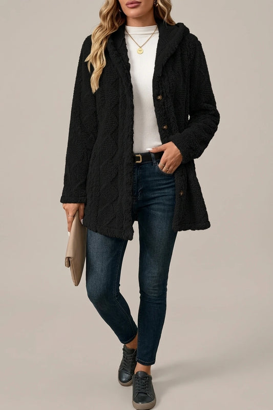 Women's Textured Button-Front Coat Relaxed Fit — variant_front