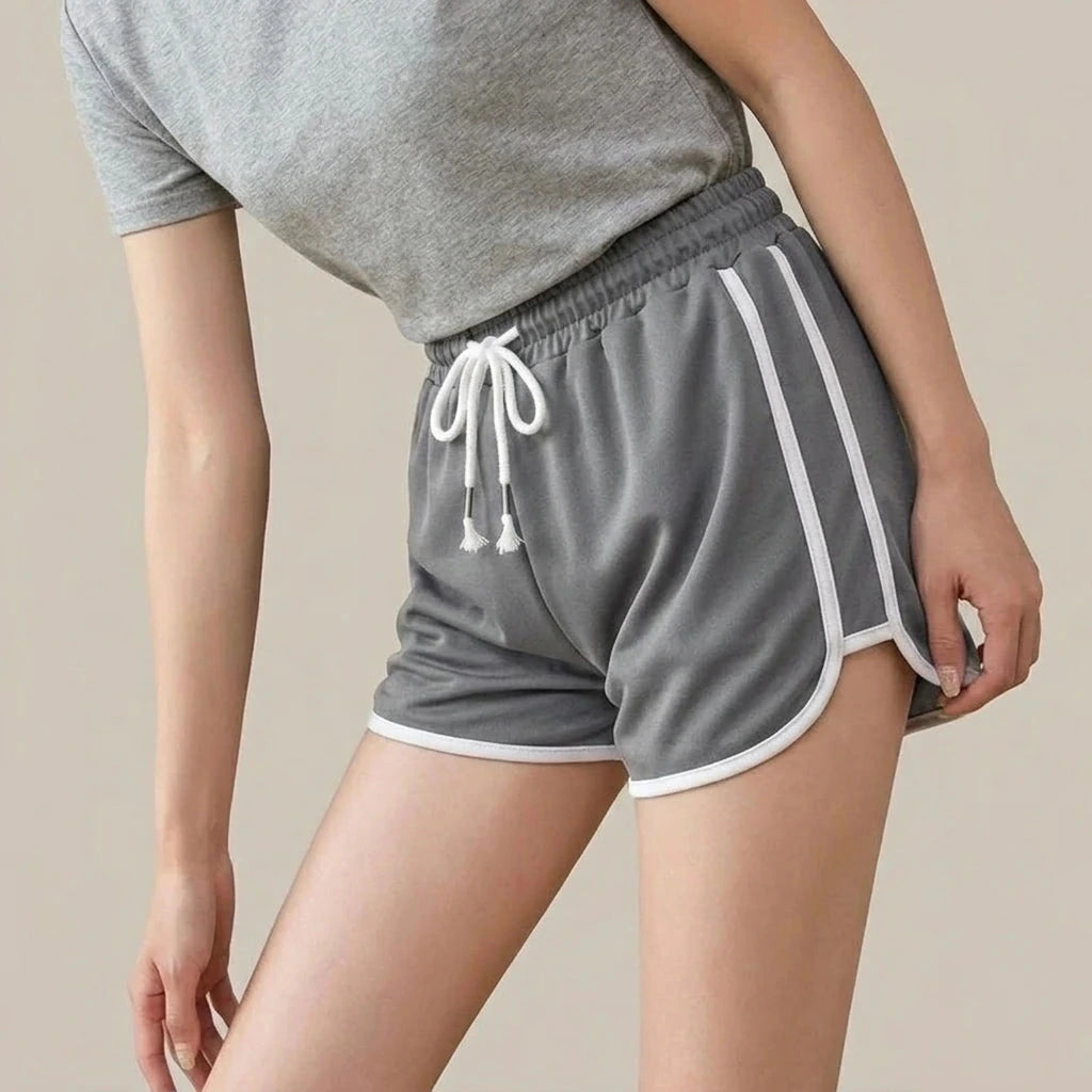 Drawstring Striped High Waist Sport Shorts