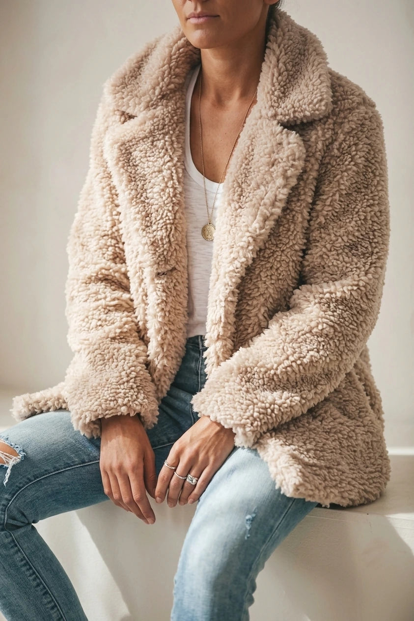 Cosy Oversized Teddy Coat with Wide Lapels — variant_front