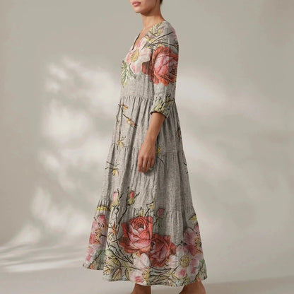 Floral V-Neck Lightweight Day Maxi Dress
