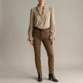 Embroidered Velvet Blouse Lace-Trimmed Romantic Floral Statement Top