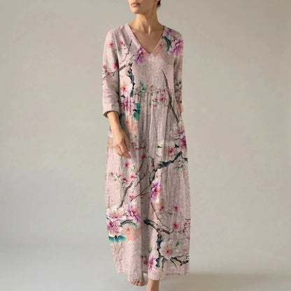 Floral V-Neck Lightweight Day Maxi Dress
