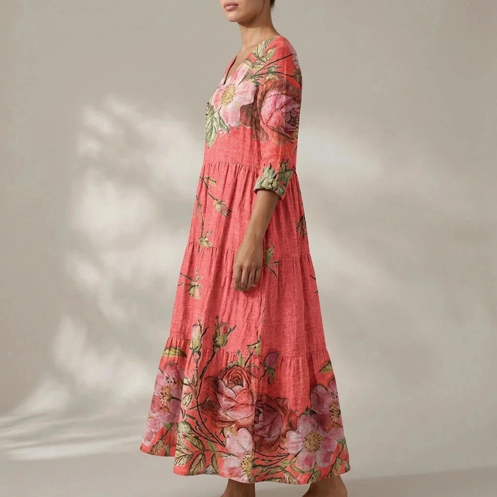 Floral V-Neck Lightweight Day Maxi Dress