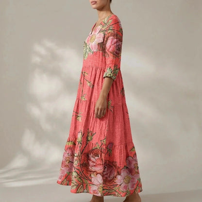 Floral V-Neck Lightweight Day Maxi Dress