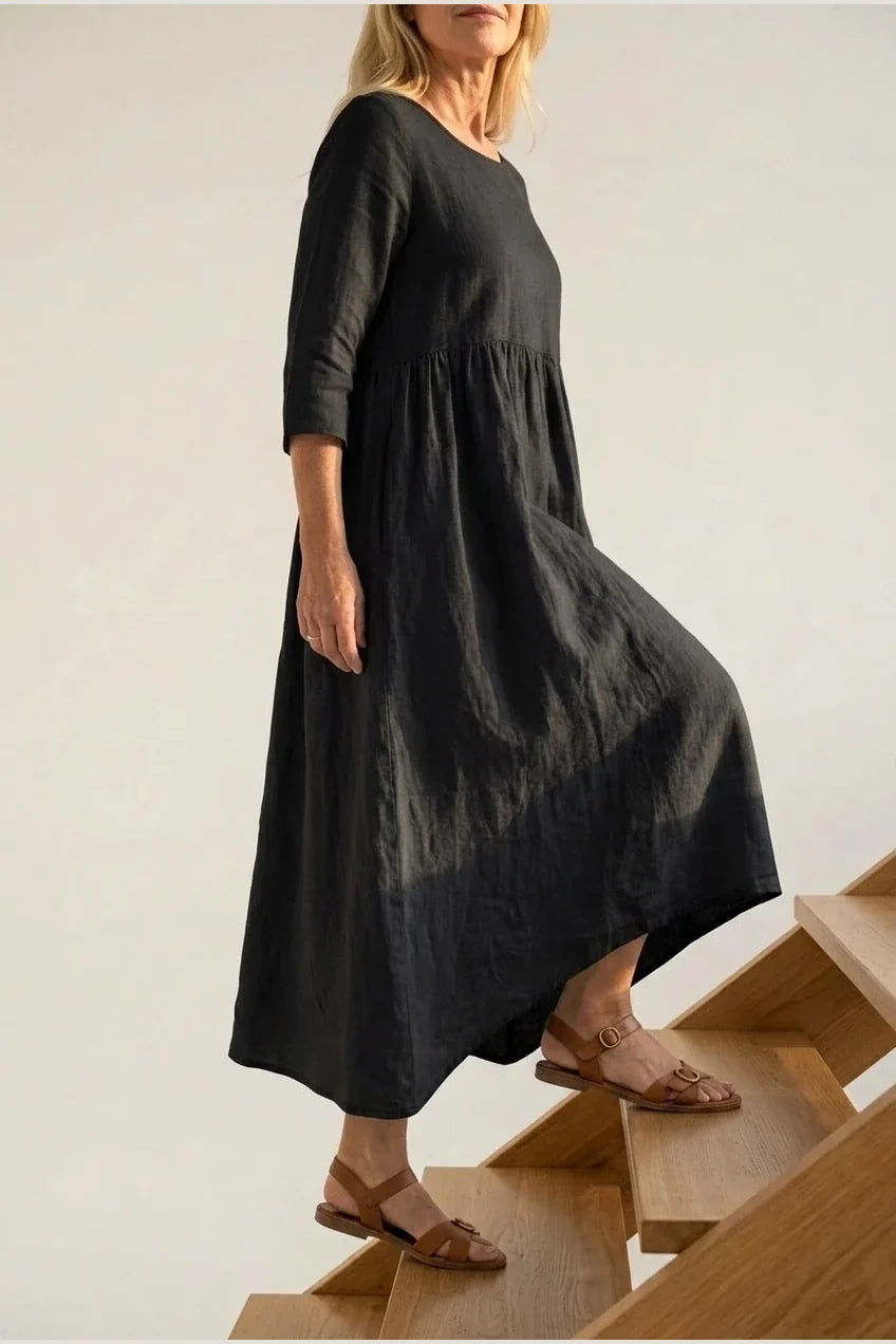 Beatrice | Three Quarter Sleeve Midi Dress — variant_front