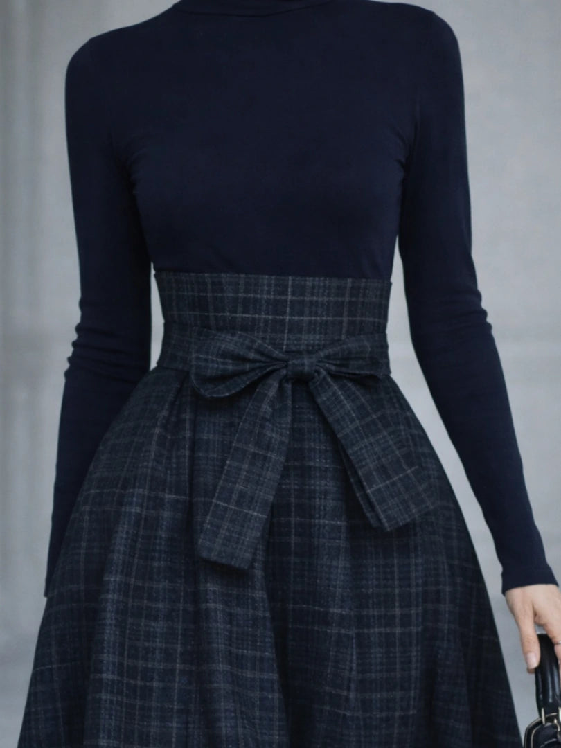 Elena | Knit Top and Plaid Maxi Skirt Set