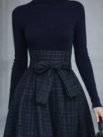 Elena | Knit Top and Plaid Maxi Skirt Set