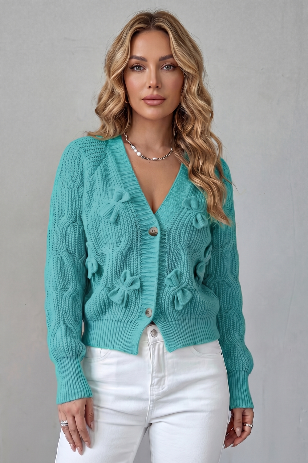 Bellavira – Bow knit texture – Cardigan-10757700747607-OLVIA ROSE LONDON