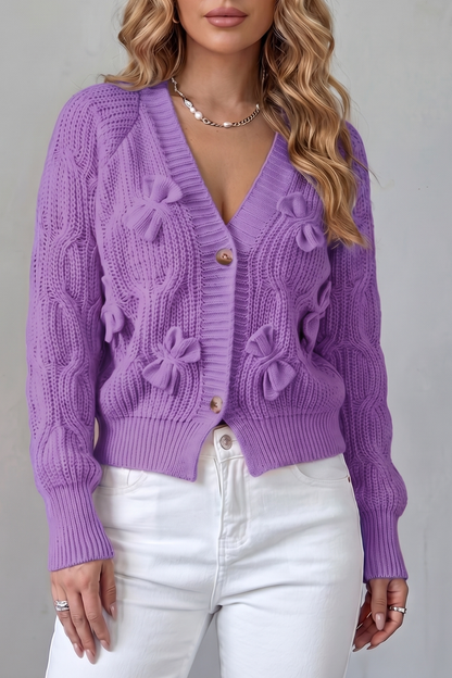 Bellavira – Bow knit texture – Cardigan-10757700747607-OLVIA ROSE LONDON