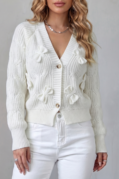 Bellavira – Bow knit texture – Cardigan-10757700747607-OLVIA ROSE LONDON
