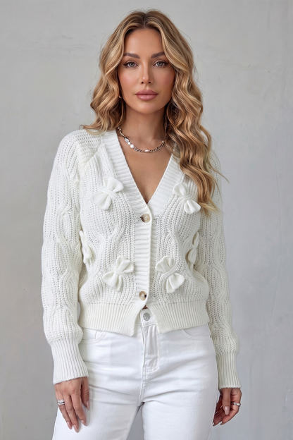 Bellavira – Bow knit texture – Cardigan-10757700747607-OLVIA ROSE LONDON