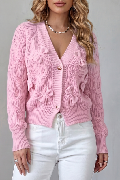 Bellavira – Bow knit texture – Cardigan-10757700747607-OLVIA ROSE LONDON