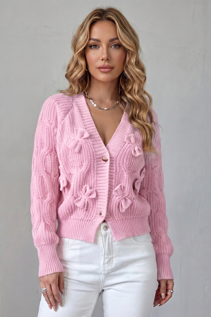 Bellavira – Bow knit texture – Cardigan-10757700747607-OLVIA ROSE LONDON