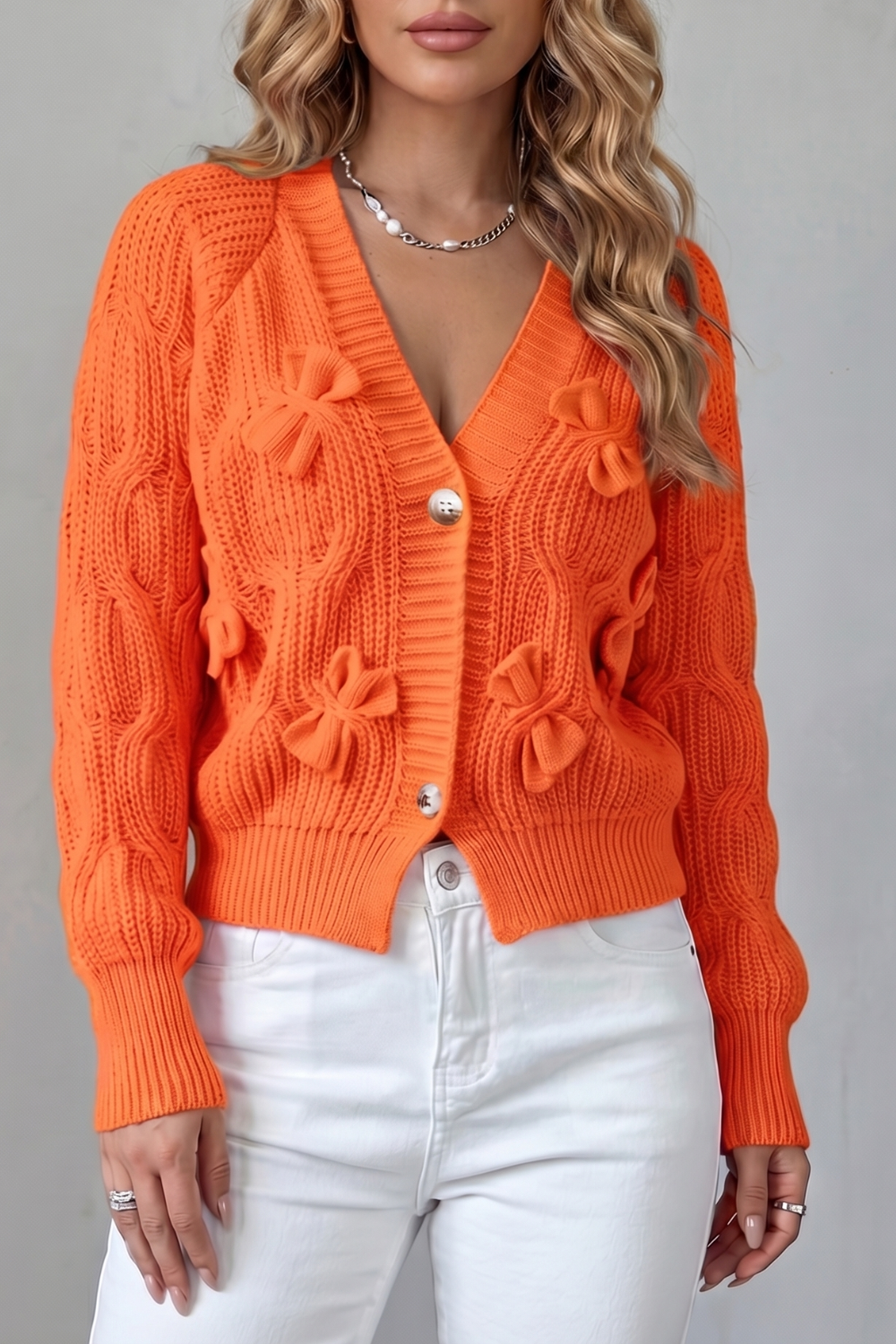 Bellavira – Bow knit texture – Cardigan-10757700747607-OLVIA ROSE LONDON