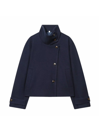 Women's Vintage Stand Collar Wool Coat – Rowena