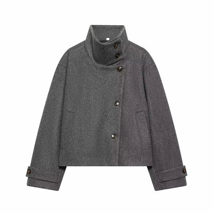 Women's Vintage Stand Collar Wool Coat – Rowena