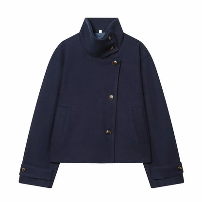 Women's Vintage Stand Collar Wool Coat – Rowena